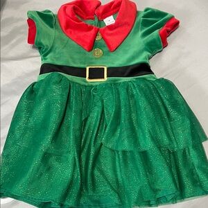 Festive Green and Red Elf Costume for Kids